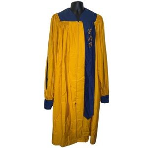 Lyric Genuine Embroidered Unisex Choir Gown (Size:L, Color:Gold/Royal Purple)